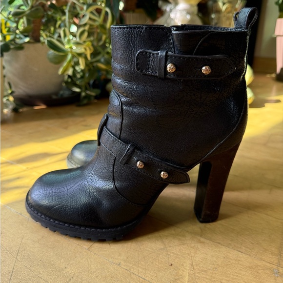 Tory Burch Dark Brown Heeled Moto Boots size 11 - Picture 2 of 13